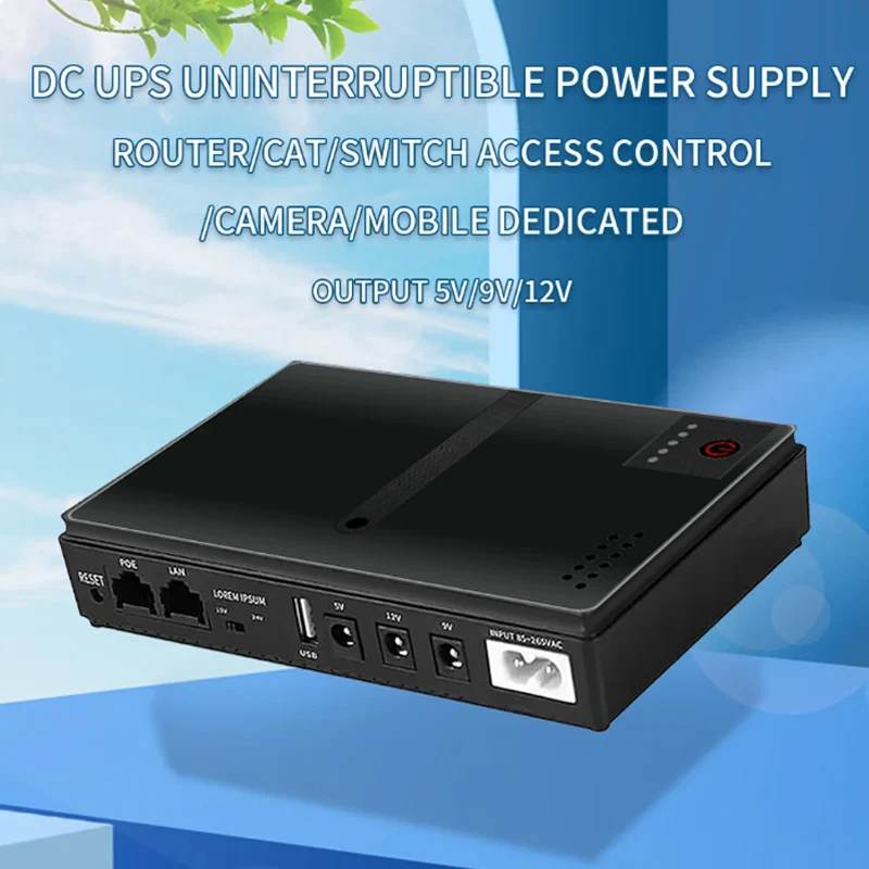 UPS uninterruptible power supply, 10400mahUPS router Optical cat built-in adapter Standby power supply 5V 9V 12V 2A 15V 24V 1A