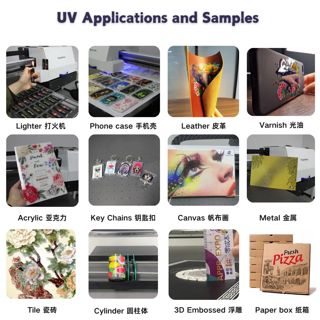 УФ-принтер Ripple Color A2 Лак Xp600 I3200 Дерево Холст Кожа Металл 4050 УФ-планшетный принтер