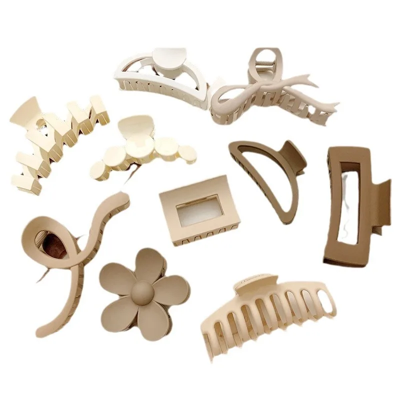 Women Elegant Brown Beige Flower Geometric Hair Claw Lady Temperament Solid Hair Clip Toothed Hairpin Fashion Hair Accessories