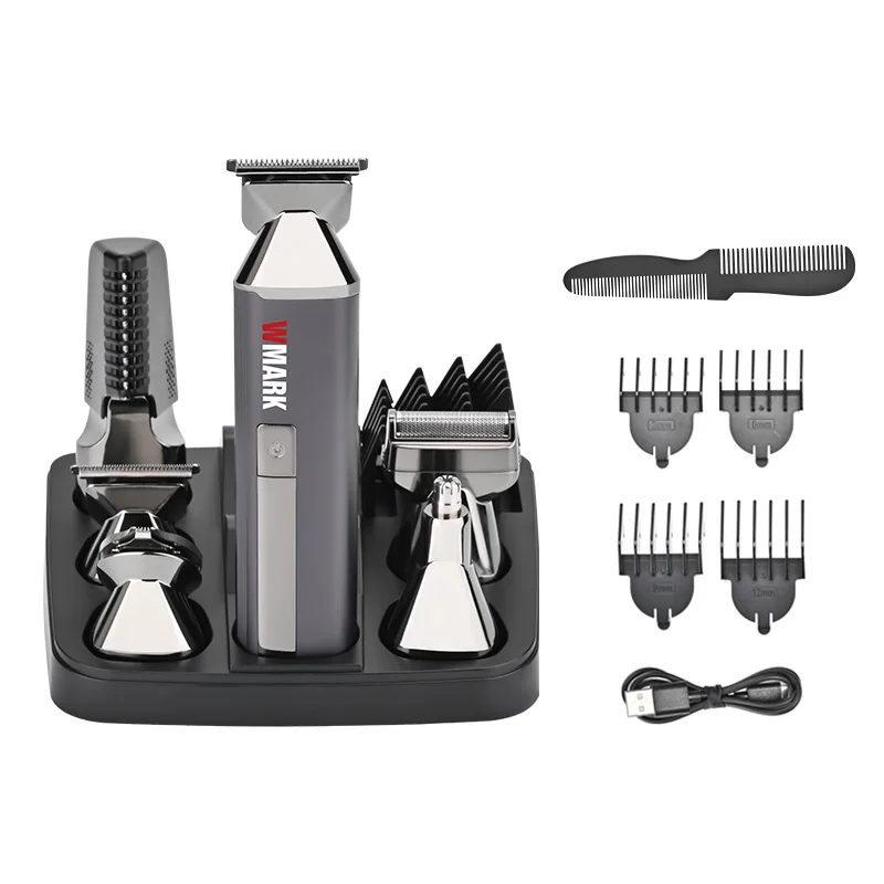 2024 WMARK NG-HT001 6 IN 1 RECHARGEABLE HAIR TRIMMER SET, HAIR CLIPPER, HAIR TRIMMER, SHAVER, NOSE/EAR/BODY HAIR TRIMMER