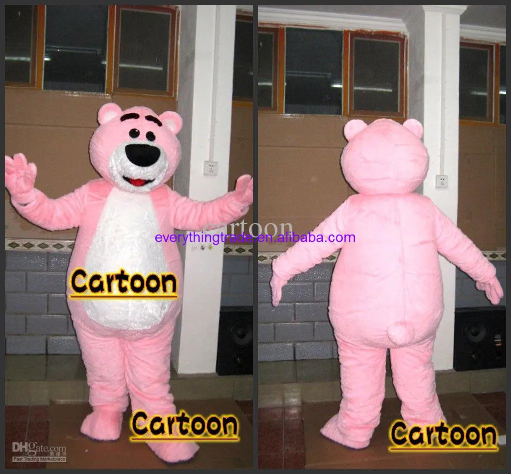 Mascote dos desenhos animados fantasia de pelúcia para adulto, urso rosa bonito, vestido de Natal, extravagante, Dia das Bruxas, venda quente, novo, espuma