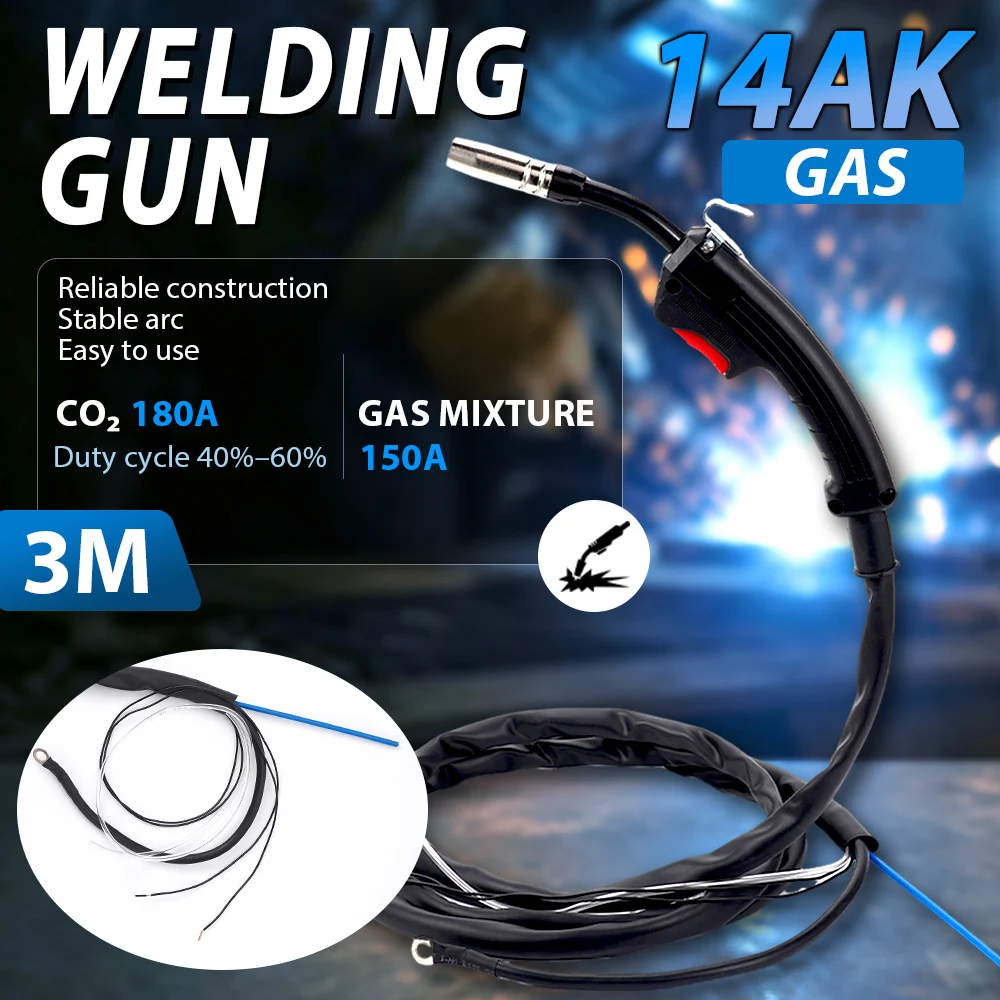 MIG MAG Schweißbrenner 14AK 3M Kabel für 0,5-3mm Draht, Ersatz-Schweißpistolen-Ersatzteile passend für MIG MAG Schweißgeräte. – Detail 7