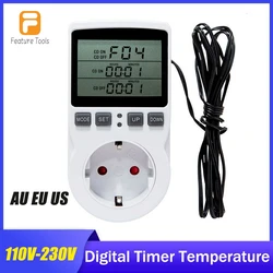 Multifunctional Thermostat Electronic Digital Timer Temperature Controller Socket with Timing Switch Sensor Probe 110-220V