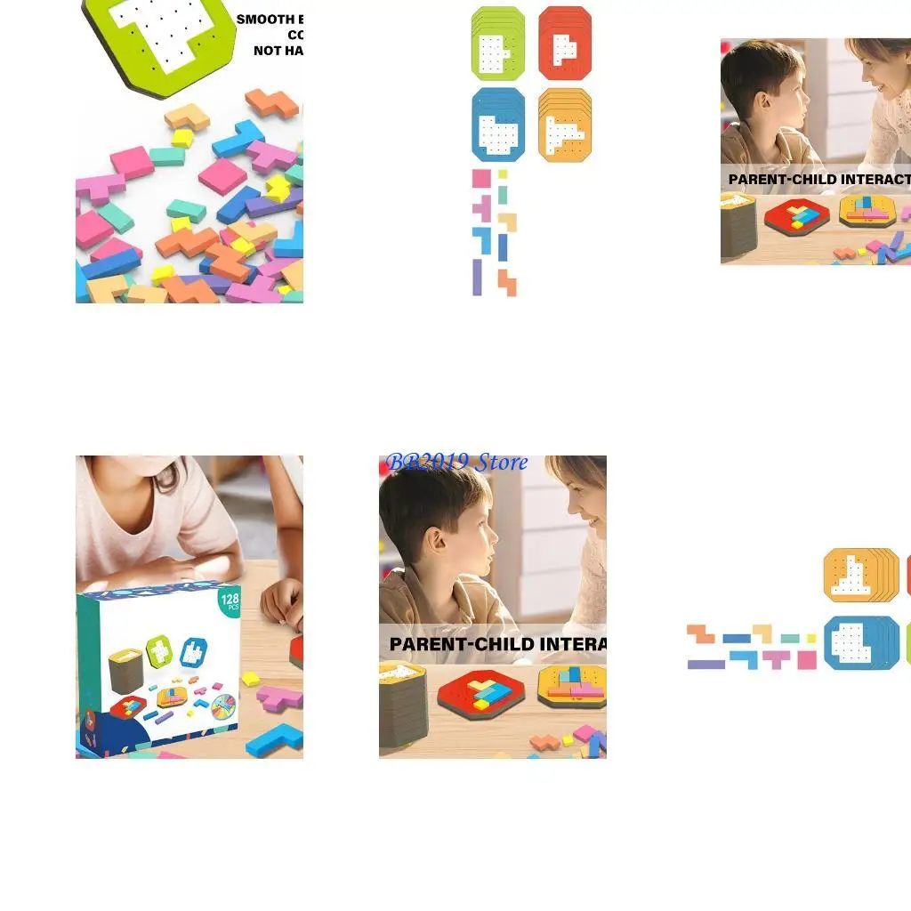 

Q0KB Preschool Learning Toy Puzzle Game Toy with Colorful Blocks Logical Thinking Interactive Board Game Family Activity
