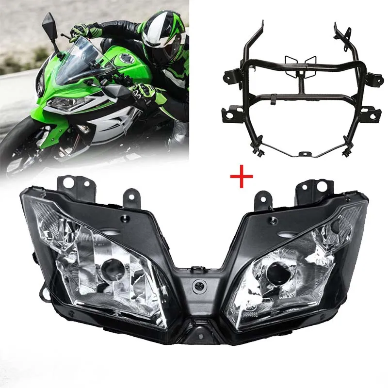 Motorcycle Headlight Assembly Waterproof Headlamp Replacement for Kawasaki Ninja 300 EX300 13-15