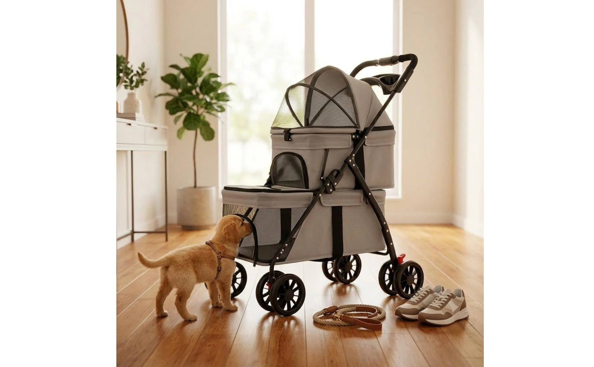 Double-Deck Pet Stroller Lightweight Small Dog Feline Stroller Pet Transport Lockable Wheels Removable Liner for Travel Double-Deck Pet Stroller Lightweight Small Dog Feline Stroller Pet Transport Lockable Wheels Removable Liner for Travel
