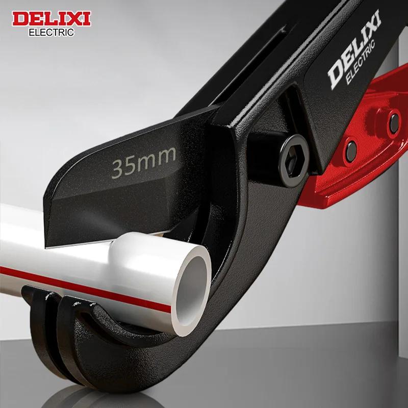 DELIXI ELECTRIC Pipe Cutter,Pipe Scissors SK5 Material Ratchet Cutter PVC/PU/PP/PE Hose Cutting Hand Tool,for Plumber,Homeowners