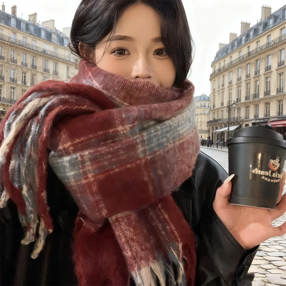 200*50cm Meradela Plaid Schal frauen Herbst Winter Verdickt Imitation Kaschmir Student Warme Paar Schal Große Schal decke
