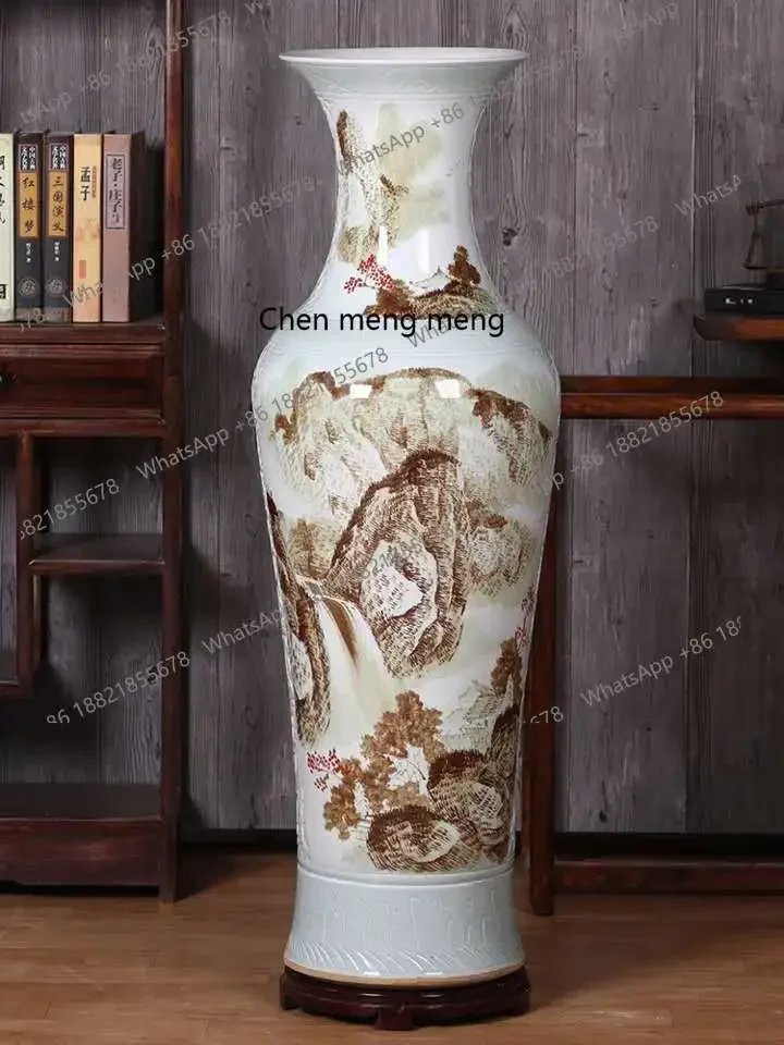 Jingdezhen ceramics 1 meter floor-to-ceiling home living room TV cabinet large vase hotel entrance ornament