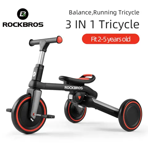 ROCKBROS Kids Balance Bike 3 in 1 Toddler Tricycle 2-5 Years Kids Folding Bike with Adjustable Seat and Removable Pedals Birthday Gift for Boys and Girls