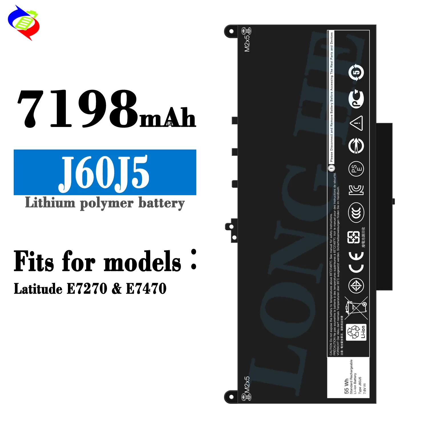 J60J5 Laptop Battery for Dell Latitude E7270 E7470 R1V85 MC34Y 242WD Replacement Battery