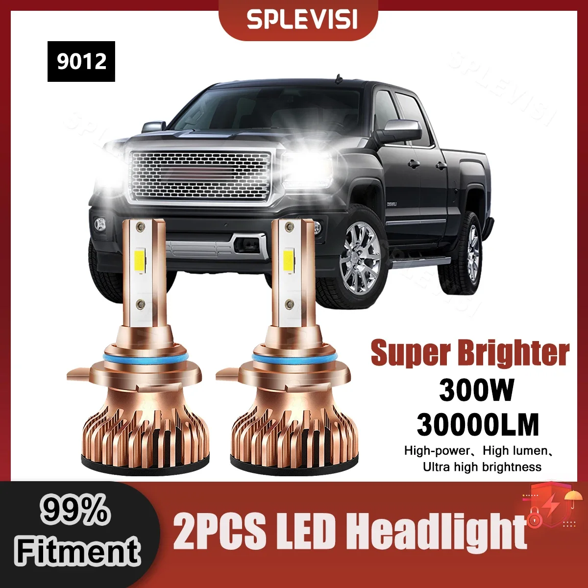 

6000K Super Brighter Car Fitment LED Headlight Bulbs 9V-24V 30000LM 300W Superior CSP Chips For GMC Sierra 1500 2014 2015 2016