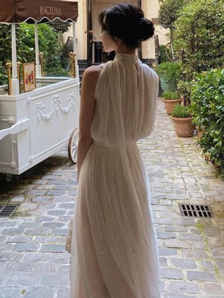 Summer White France Vintage Dress Women 2022 Chiffon Elegant Evening Party Long Dress Ladies Casual Korean Style One-piece Dress