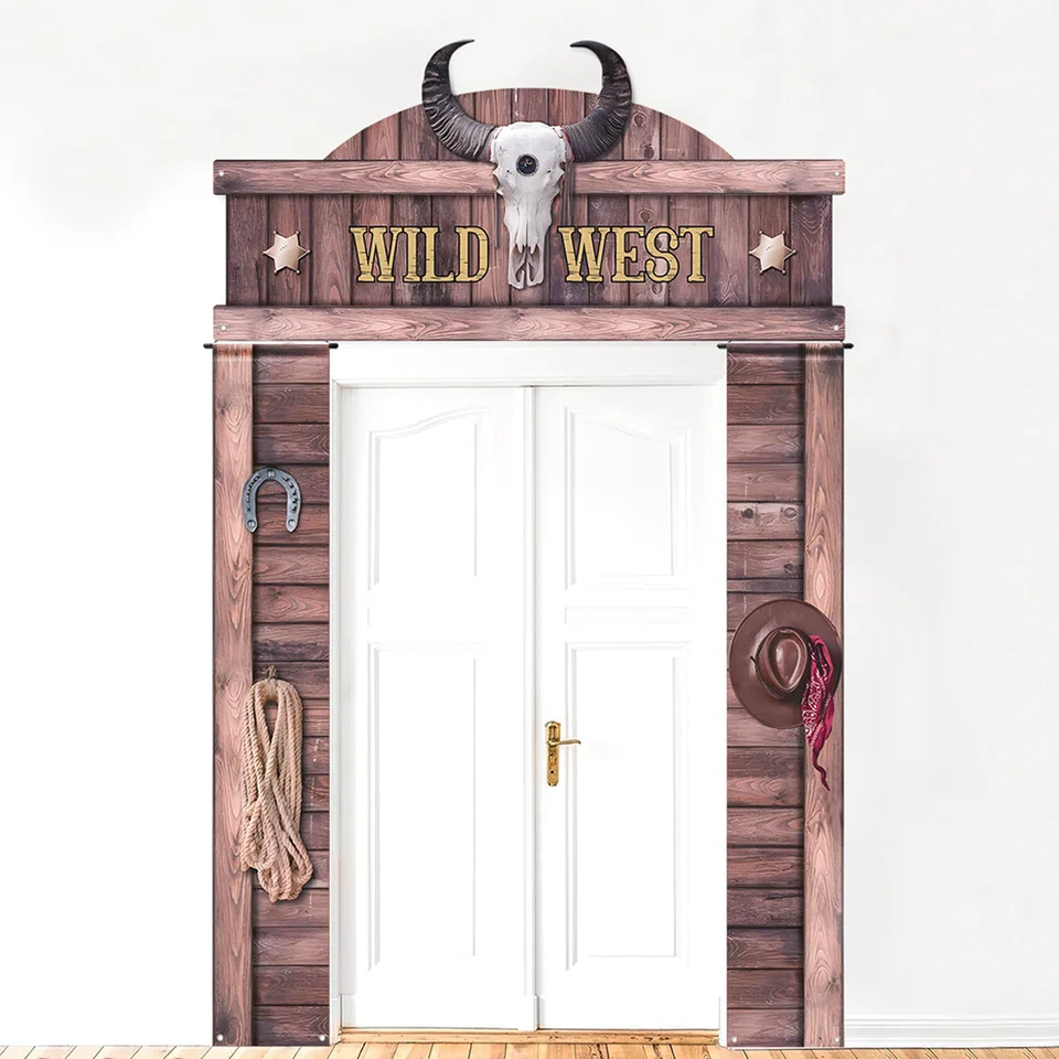 3pcs Wild West Cowboy Party Porch Banner Door Decoration Welcome