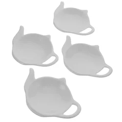 4 Pcs Tea Bags Teaspoons Teapot Shaped Ceramic Dish Teabag Organizer Dispenser Holder White Delicate Snacks Mini Plates Sauce