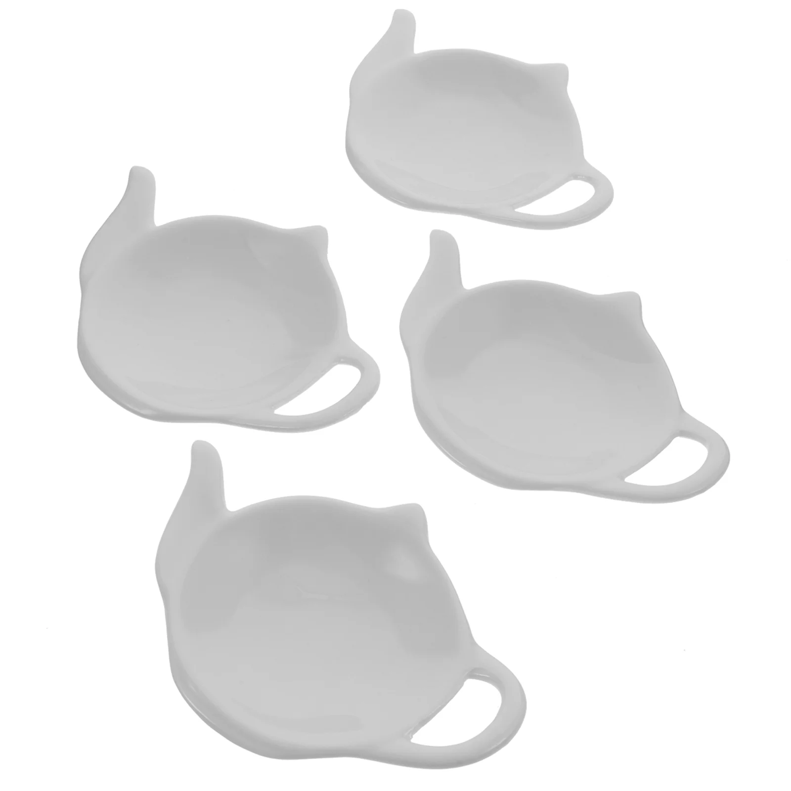 4 Pcs Tea Bags Teaspoons Teapot Shaped Ceramic Dish Teabag Organizer Dispenser Holder White Delicate Snacks Mini Plates Sauce