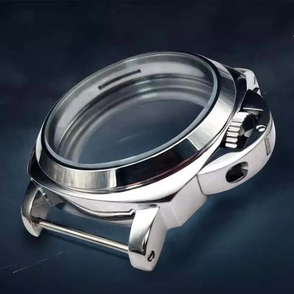 44mm Watch Case Polished 316 Stainless Steel Mineral Glass Shell Cover for ETA 6497/6498 for ST36 Movement Accessories