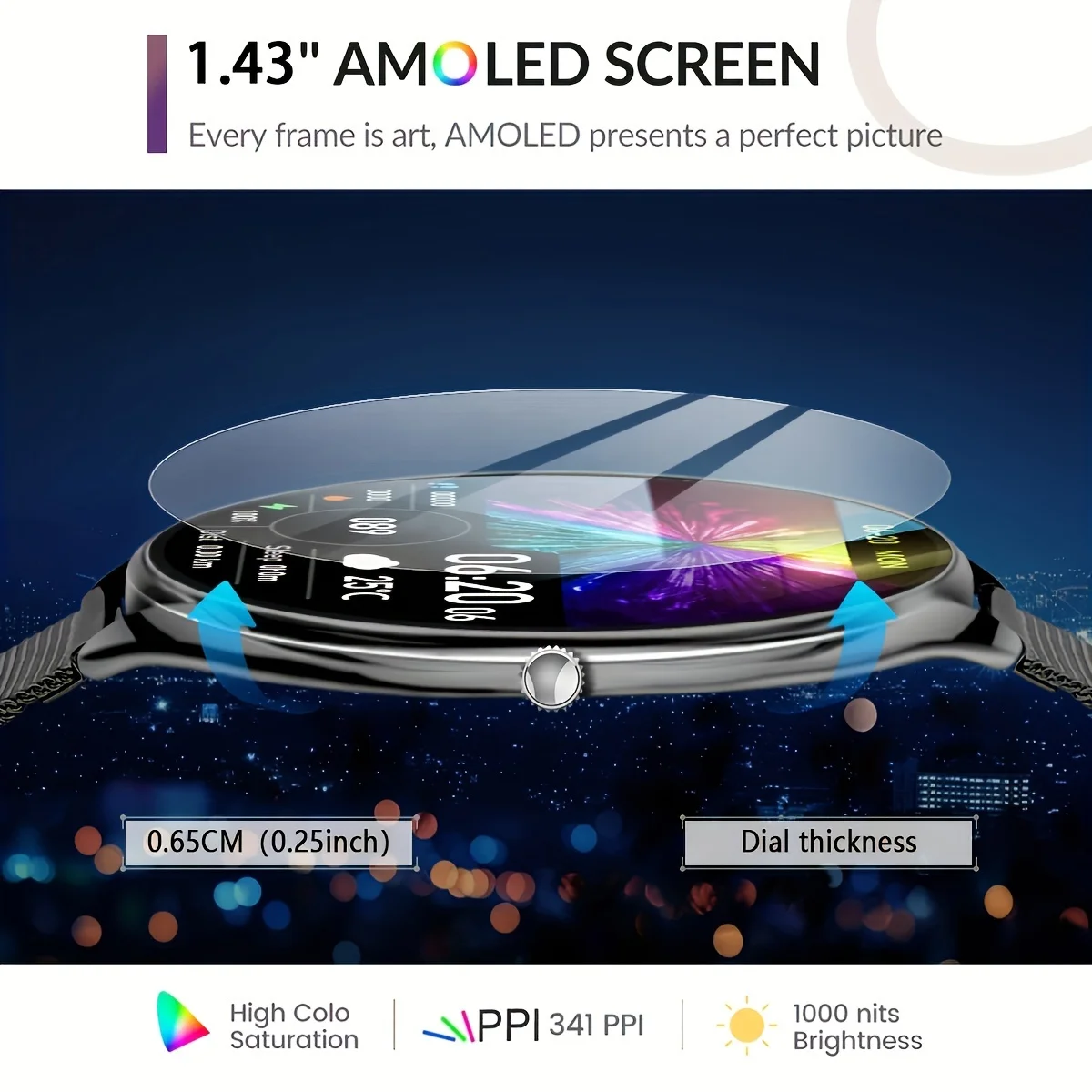 2025 新しい Utral 薄型女性スマートウォッチ 1.43 インチ HD AMOLED ディスプレイ Bluetooth 通話マルチスポーツトラッカー音楽プレーヤー USB 充電