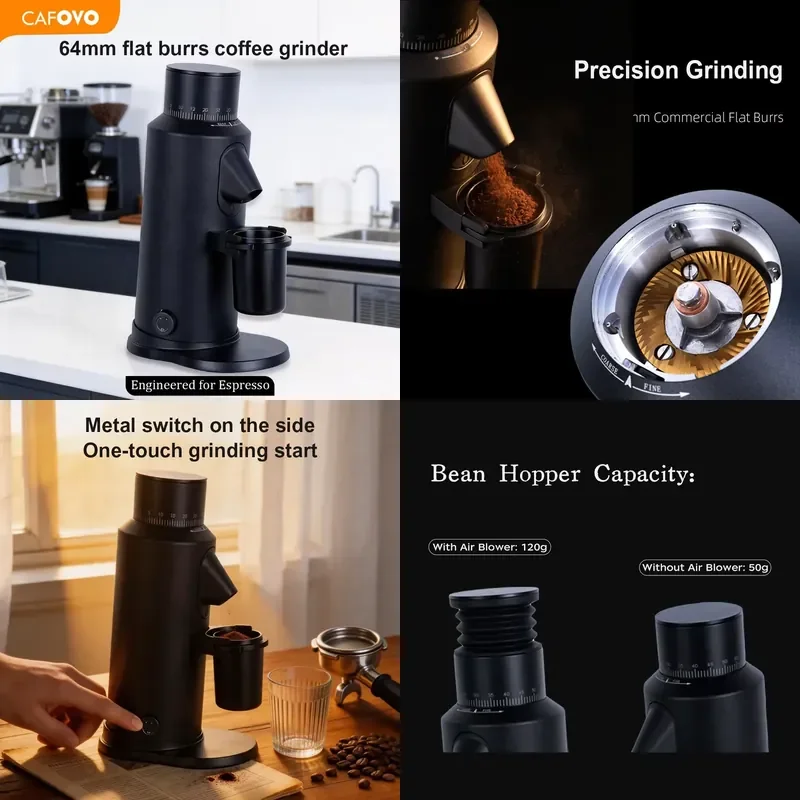CE Certificate Factory Direct Shipping Automatic Single Dose Flat Burr Aluminium Alloy Coffee Grinder with Variable Speed