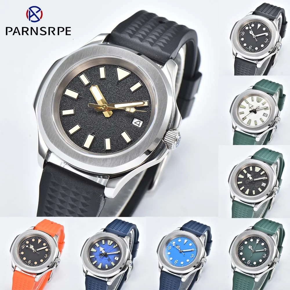 Custom Logo 42MM Sapphire NH35 Automatic Mechanical Men\'s Watch Luminous Hour Markers Sterile Dial Sport Men\'s Clock