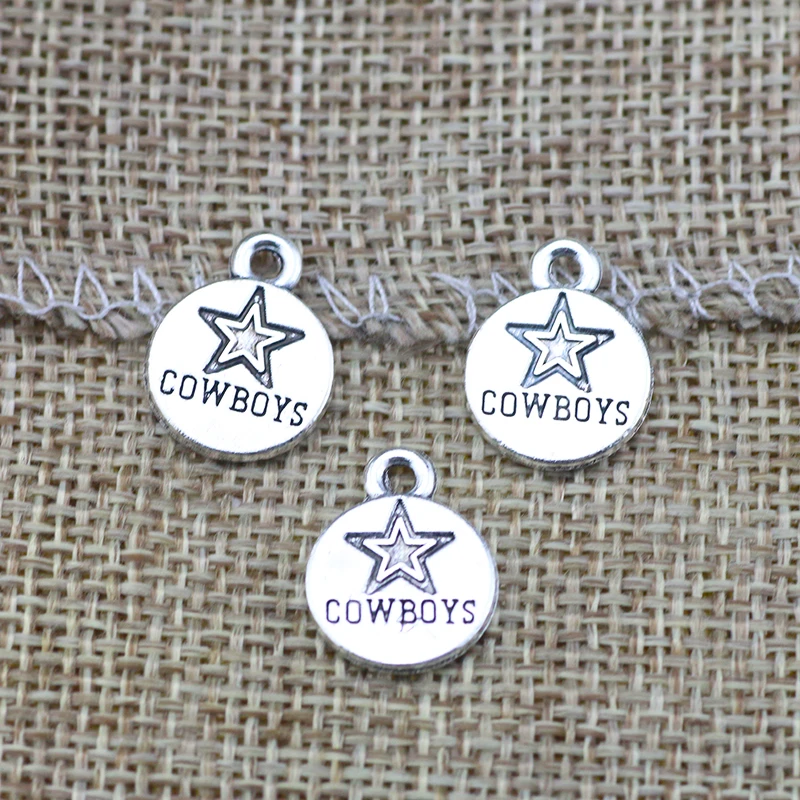 20pcs16*12mm Cowboy Star Round Message Charm Pendant Antique Silver Color DIY Charms Pendant For Jewelry Making