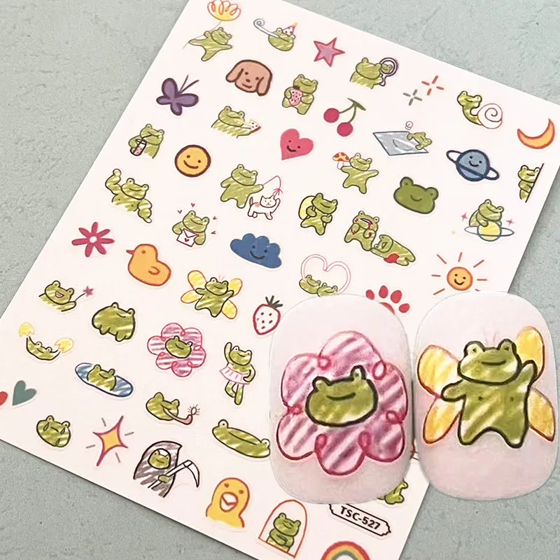 Newest Green frog 3D Self Adhesive Back Glue DIY Decal Decoration Tools Nail Stickers TSC 527