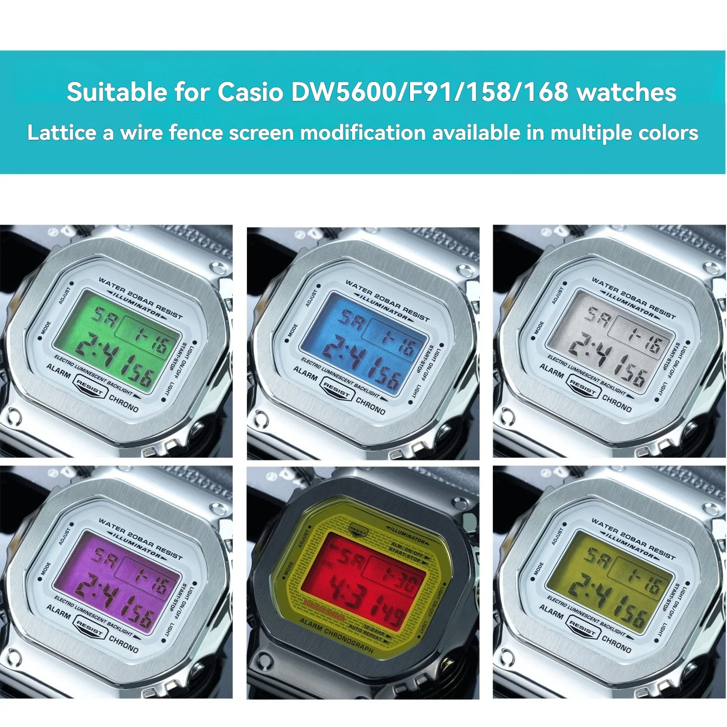 

DIY Metal Mesh screen Modification, Multi-color Stainless Steel Watch Accessories for Casio DW5600 5610 F91W A158 A168 Series