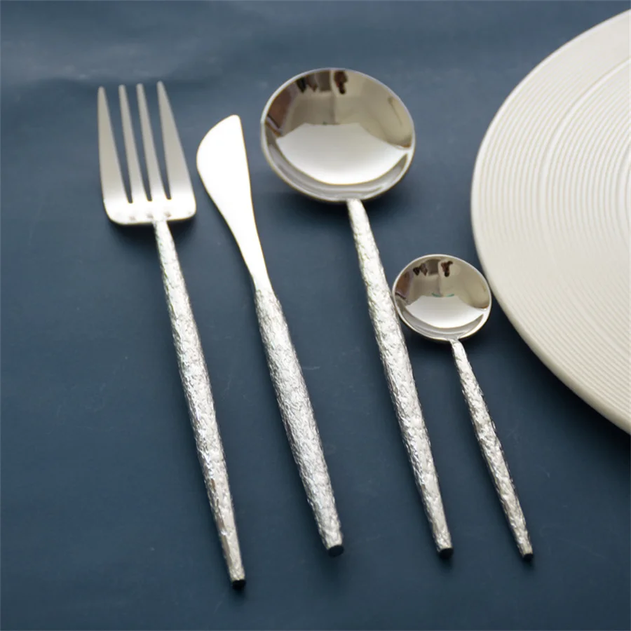 304 Stainless Steel Western Tableware Set, Ins Tree Pattern, Knife, Fork, Spoon, Household, Western, 3 Pcs