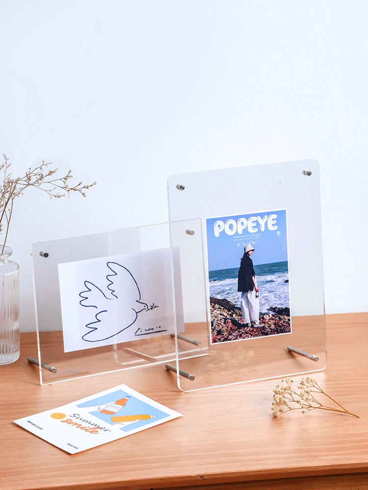 A4 Acrylic Photo Frame Display Stand Greeting Card Displaying Accessory for School Office Tabletop Decor Household