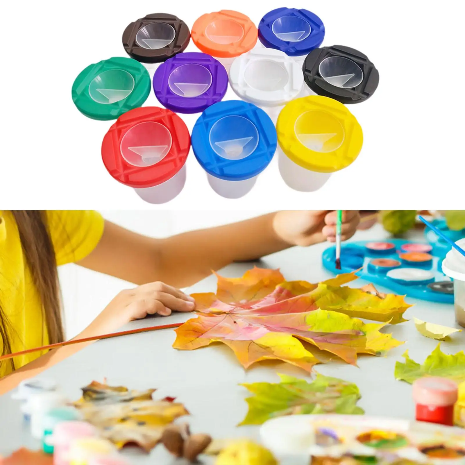 10 Plastic Anti-spill Washable Paintbrush Cup Children’s Oil Paintbrushes for Doodling and Beginner Painting Water-washable Cup