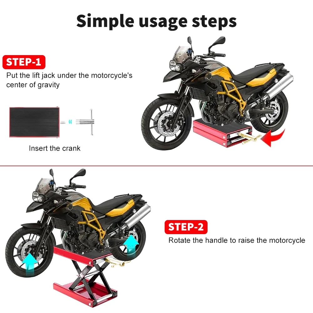 Motorrad- und ATV-Hebetisch, Schwerlast-Hydraulikheber aus Stahl, breiter Scherenheber mit Fußständer, Tragkraft 500 kg – Detail 5