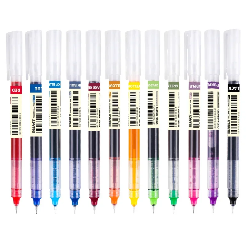 12PCS Neutral Smooth Rollerball Pens – Direct-Ink System, Assorted Colors, Ballpoint Pen Pack for Students & Office Work