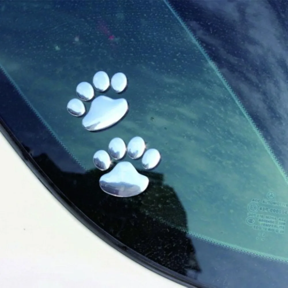 2pcs Cool Design Dog Paw Car Stickers Animal Footprint PVC Window Decals 3D Stereo Auto Body Styling