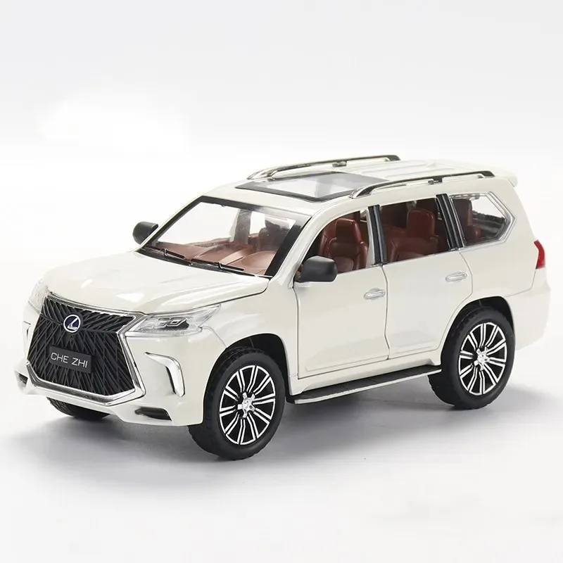 1/24 Lexus LX570 SUV Sport Diecast Toy Car Model pojazdu Pull Back Sound & Light Door Openable Collection Prezent dla dzieci i młodzieży
