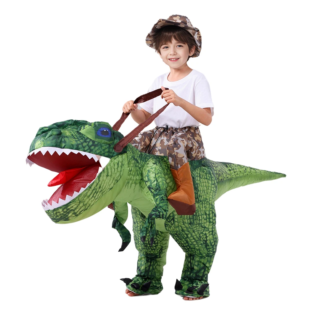 Adult Child Boys Girls Funny Inflatable Dinosaur Costume Riding Tyrannosaurus Rex Cosplay Fancy Dress Kids Halloween Party