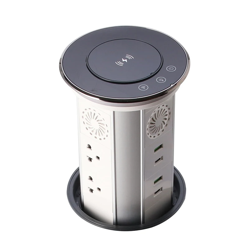 Imagem -02 - Tomada de Elevação Elétrica Plugues Mais Usb Retrátil au de it fr Eua Reino Unido com Controle de Aplicativo de Carregamento sem Fio Usb