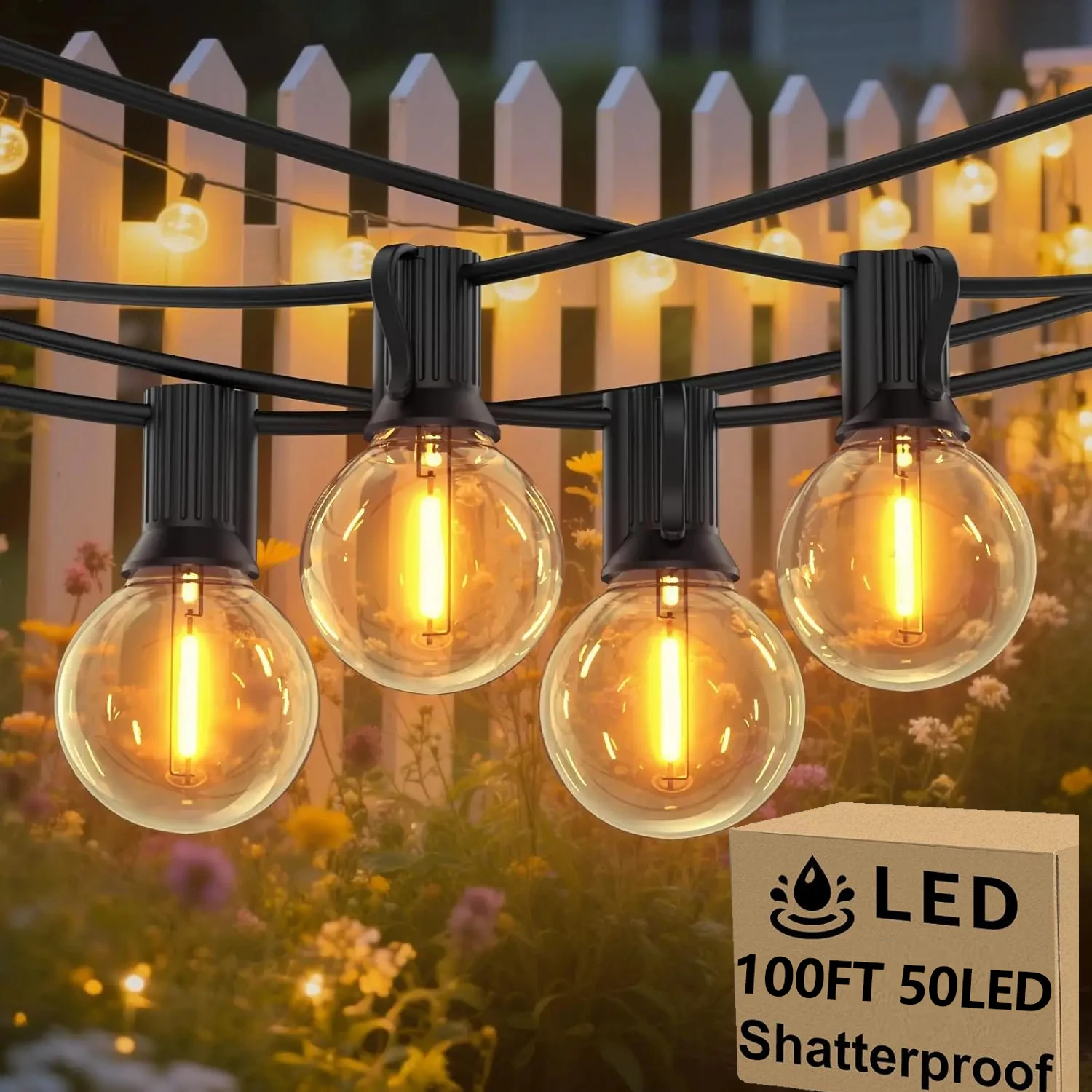 

G40 Indoor Outdoor Christmas String Lights LED Shatterproof Bulb 15M 30M Waterproof IP44 New year's Eve Yard Decor Garland Light