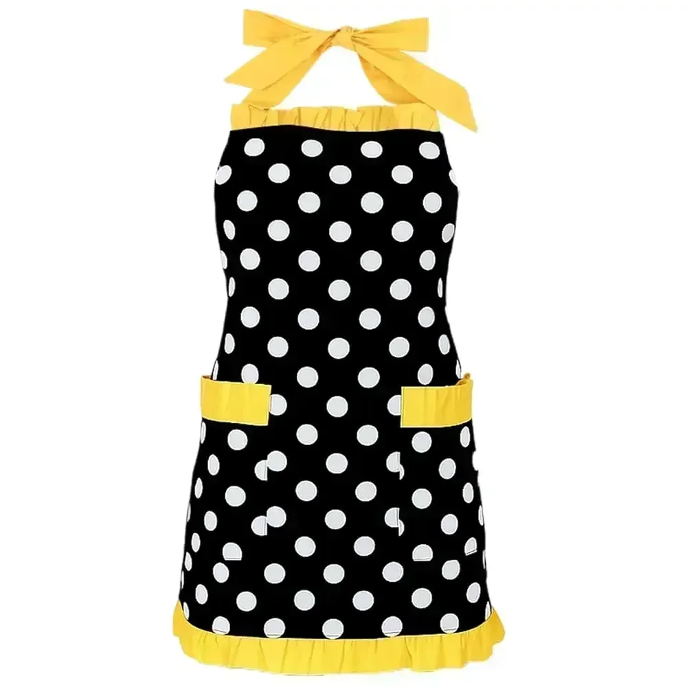 

Cute Vintage Polka Dot Apron for Women,Sexy 50s Dresses Retro Cooking Ruffle Frilly Kitchen Christmas Mothers Gifts