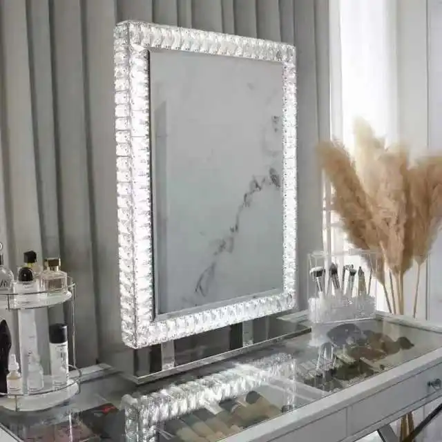 Desktop crystal led makeup mirror household ins wind lamp vanity mirror desktop desktop
