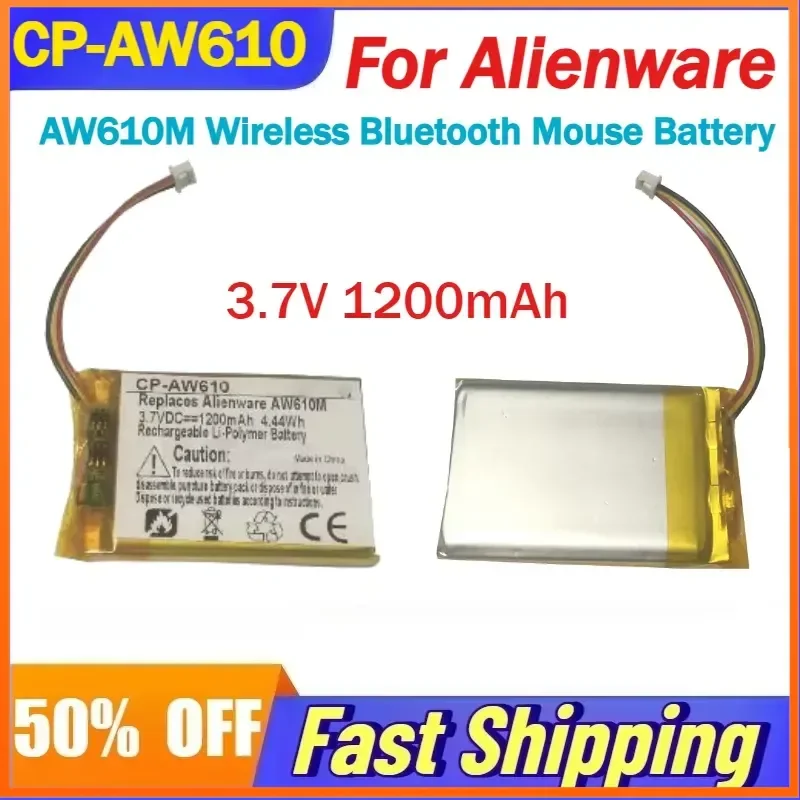 

High-Quality CP-AW610 3.7V 1200mAh Rechargeable Lithium Battery for Alienware AW610M Wireless Bluetooth Mouse Battery