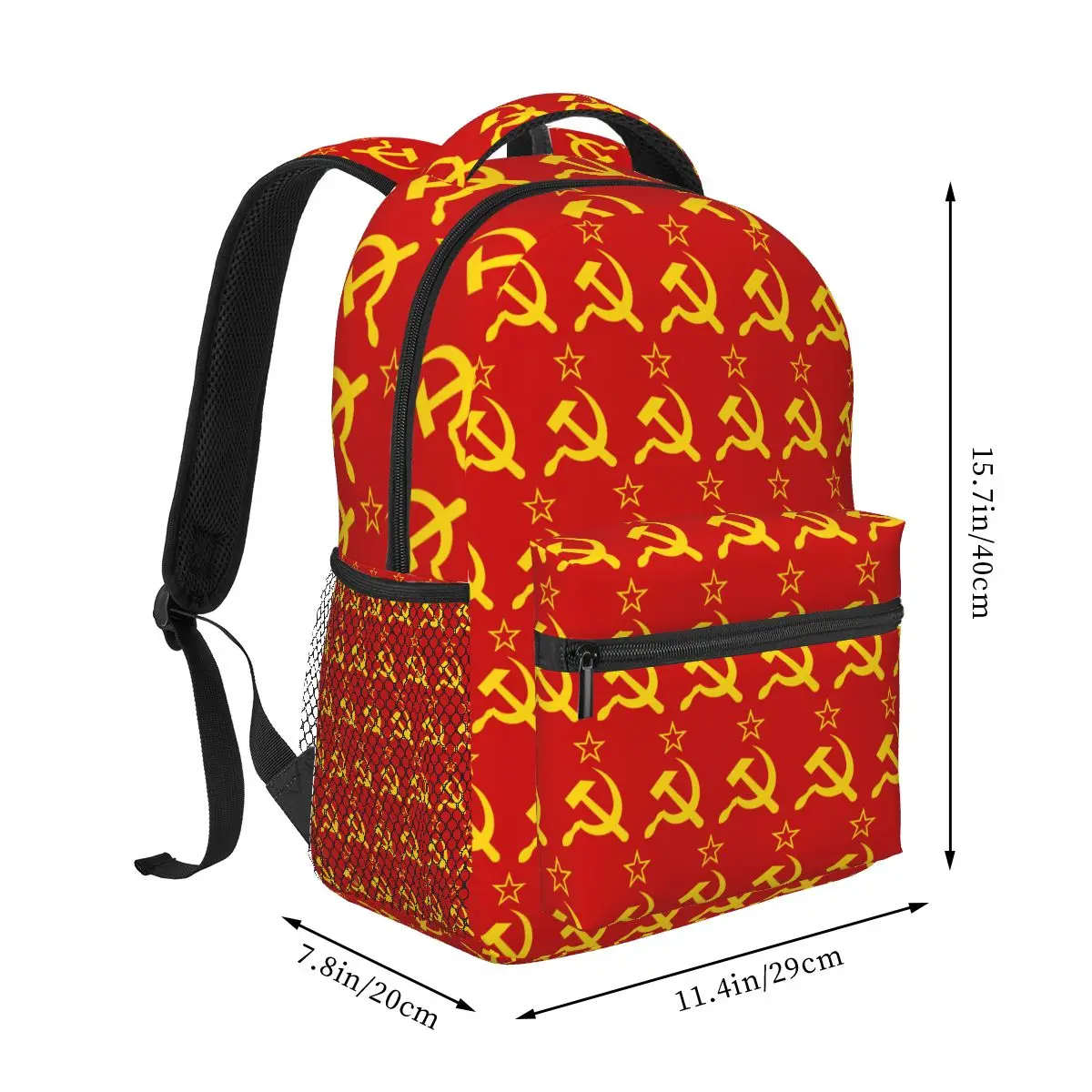 USSR Hammer And Sickle CCCP Retro Russian Soviet Flag Student Backpack School Bag Hiking Travel Daypack Bookbag Shoulder Bags