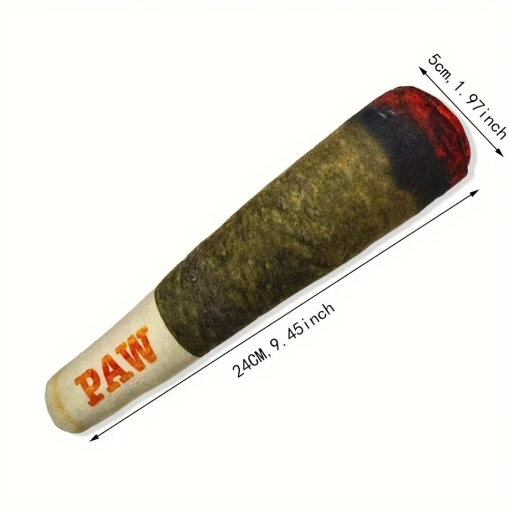 Dog Squeaky Toy Green Simulation Cigar Plush Pet Toy Interactive Chew Entertainment Dog Play Supplies
