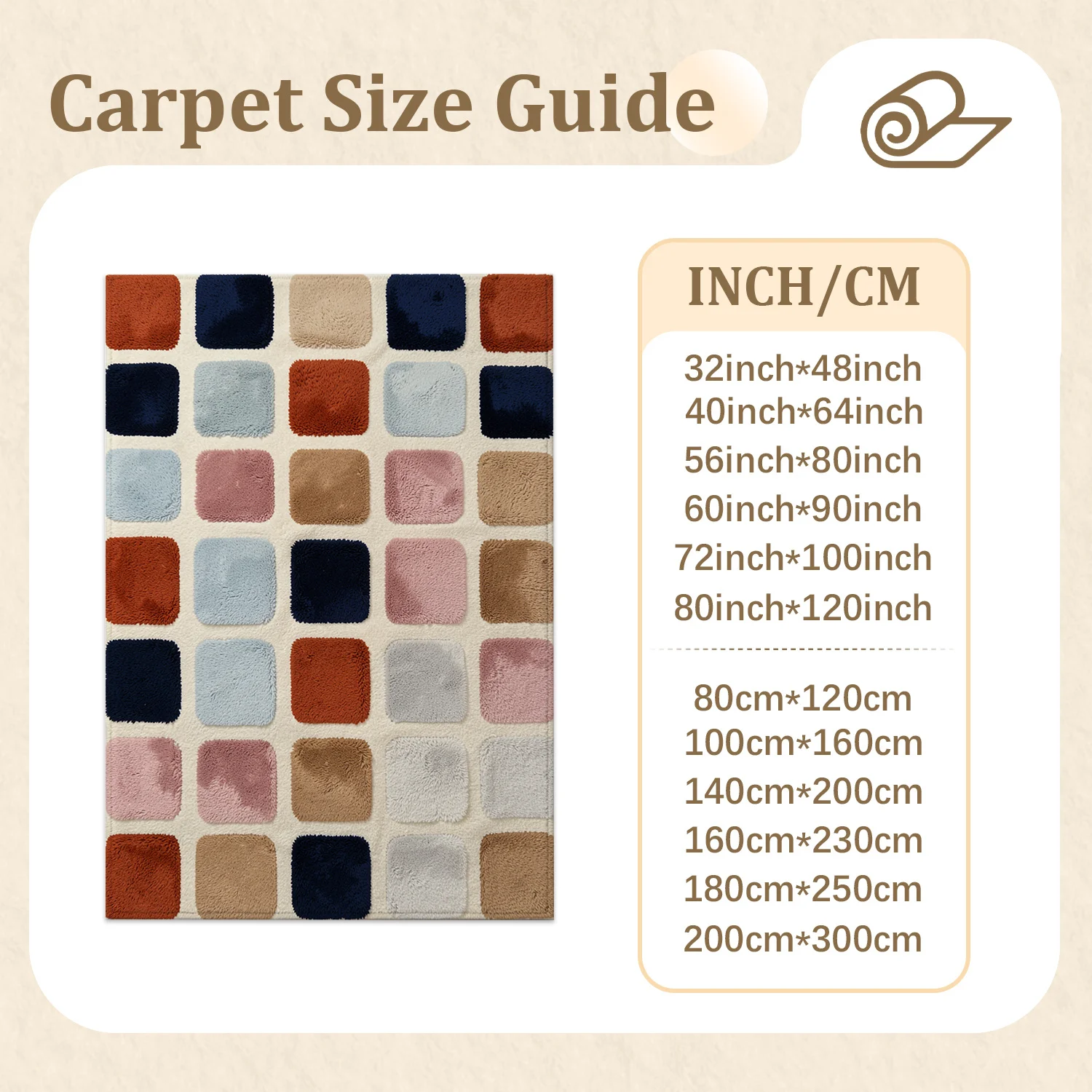 Multicolor Square Tufted Patch Pattern Velvet Area Rug, Soft Plush Texture, Machine Washable, Ideal for Living Room, Bedroom, Entryway, Dining Room, Perfect for Halloween, Thanksgiving, Black Friday, Christmas, New Year Home Decor