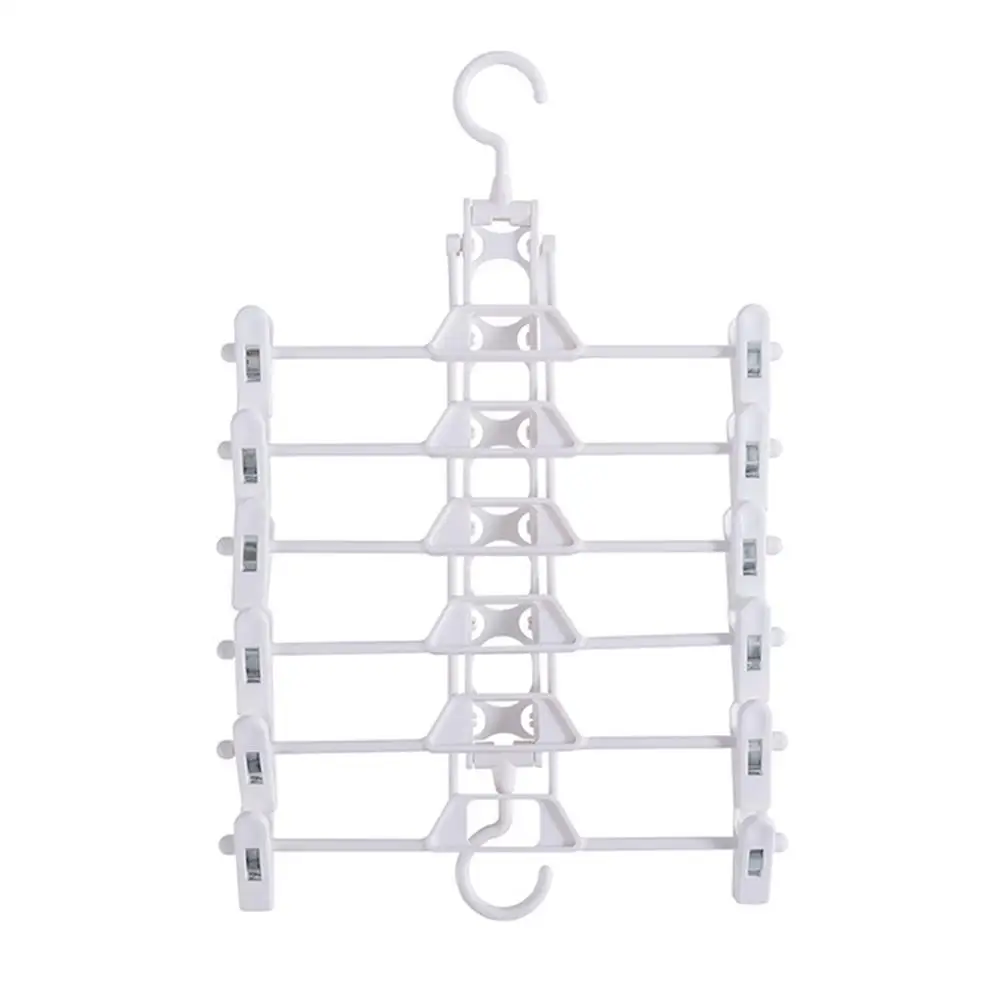 

Multifunctional Clothes Hangers Plastic Pants Rack Multilayers Foldable 360 Degree Rotation Strong Clips Wrinkle Free