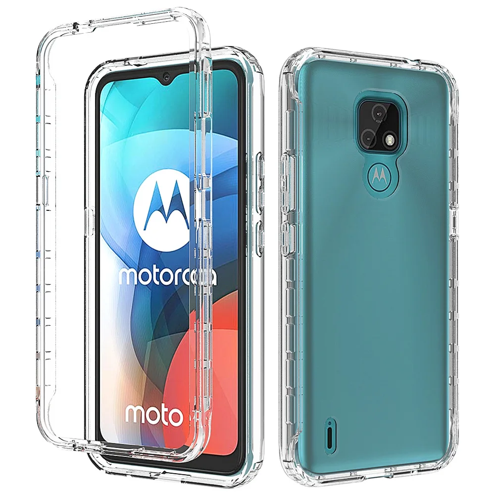 

Phone Case for Motorola Moto E7 International Edition Transparent Anti-drop Shockproof TPU+PC Phone Cover