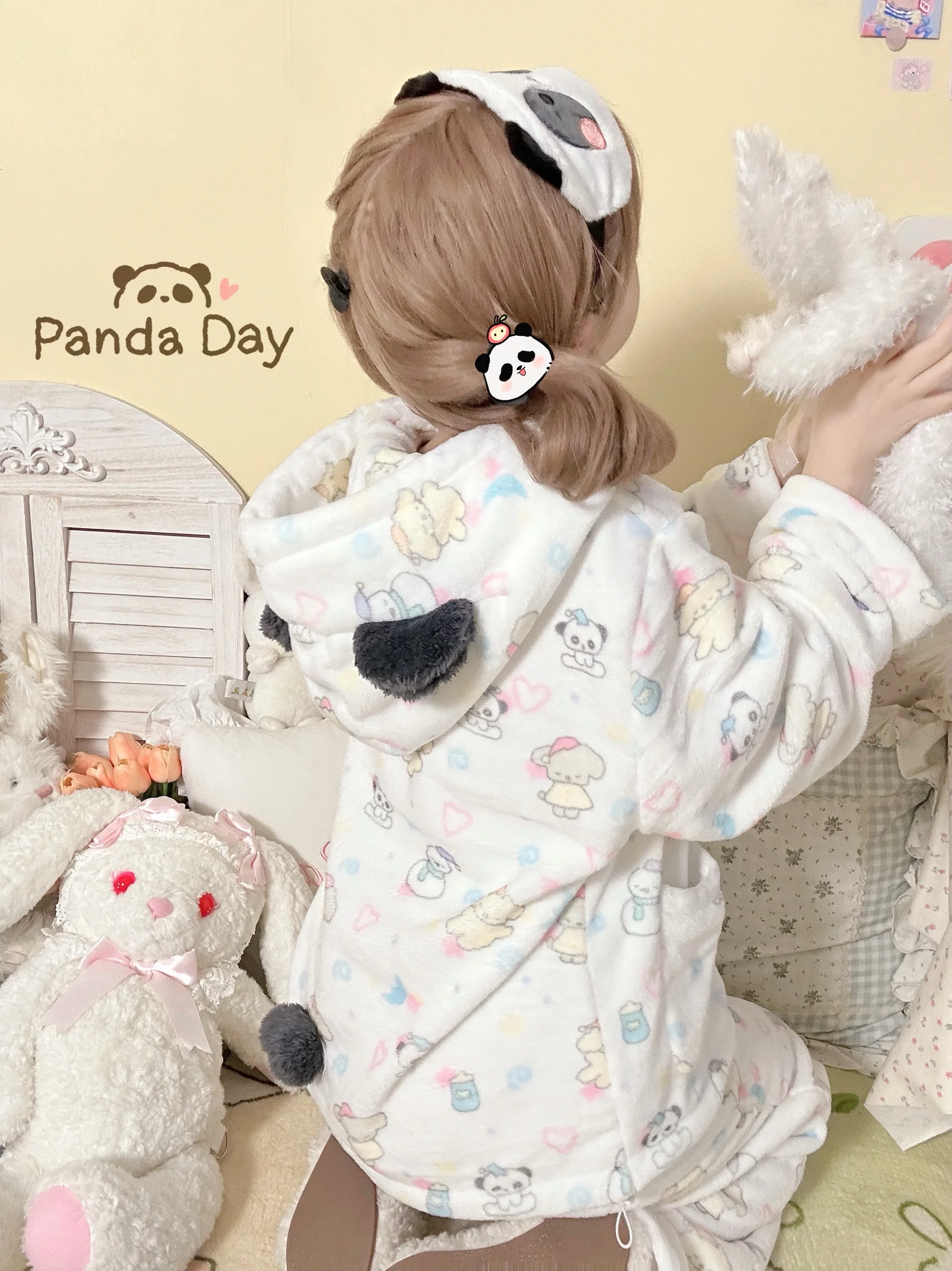 Autumn and Winter Warm Flannel Japanese Original Sweet Girl Loungewear Cute Cartoon Casual and Comfortable Long-sleeved Pajamas