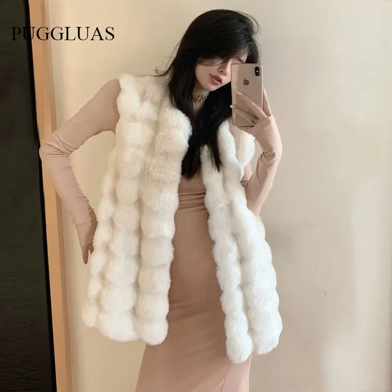 

Elegant Faux Fur Sleeveless Vest Winter Thick Coats Women 2022 New Fashion Casual Jacket Warm Slim Outerwear Women Winter Vest