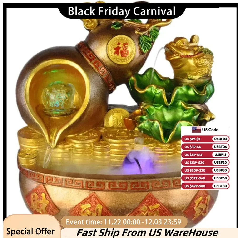 Wufu Linmen gourd ornament Pendant flowing water fountain feng shui beckoning fortune indoor home furnishings ornaments fish