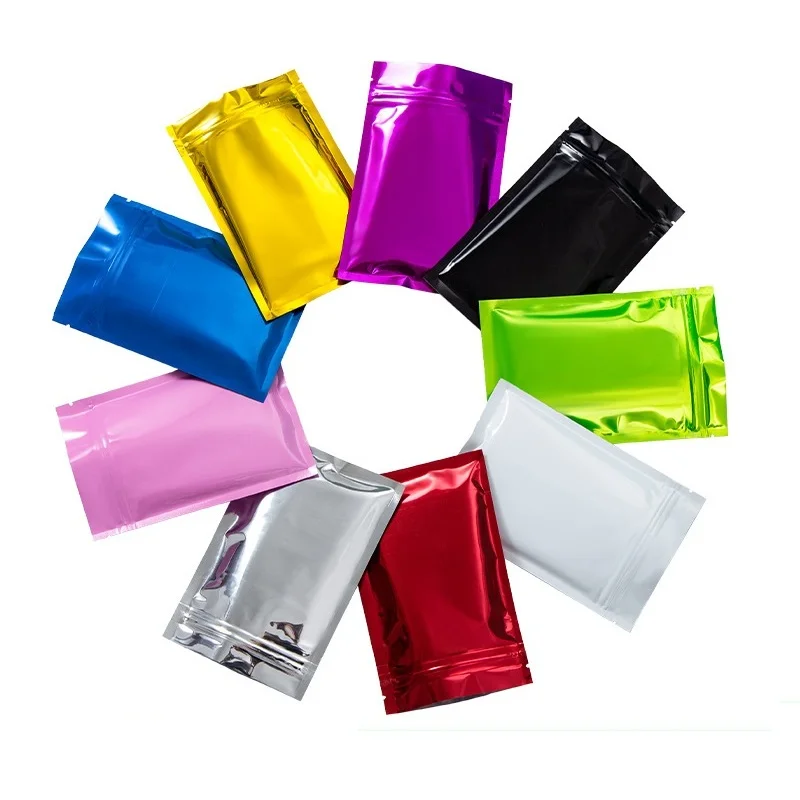 

1000Pcs/Lot 9 Size Colorful Top Feed Foil Zip lock Bags Food Pouch Mylar Aluminum Foil Bags Tea Pouches Food Storge Bag