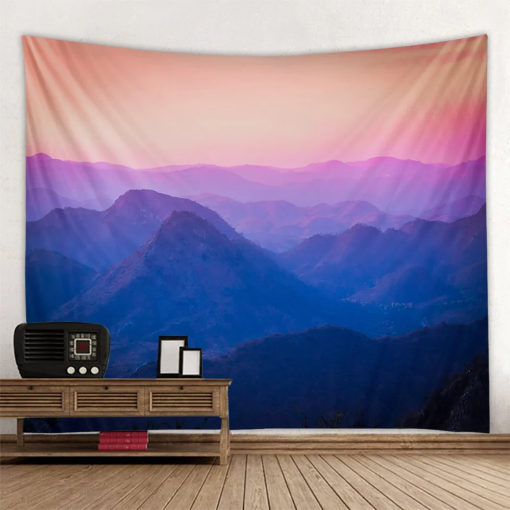 Mountains, Rivers, Forests, Sunrise Tapestry, Living Room, Bedroom, Dormitory, Art Background Cloth Poster for Wall Decoration